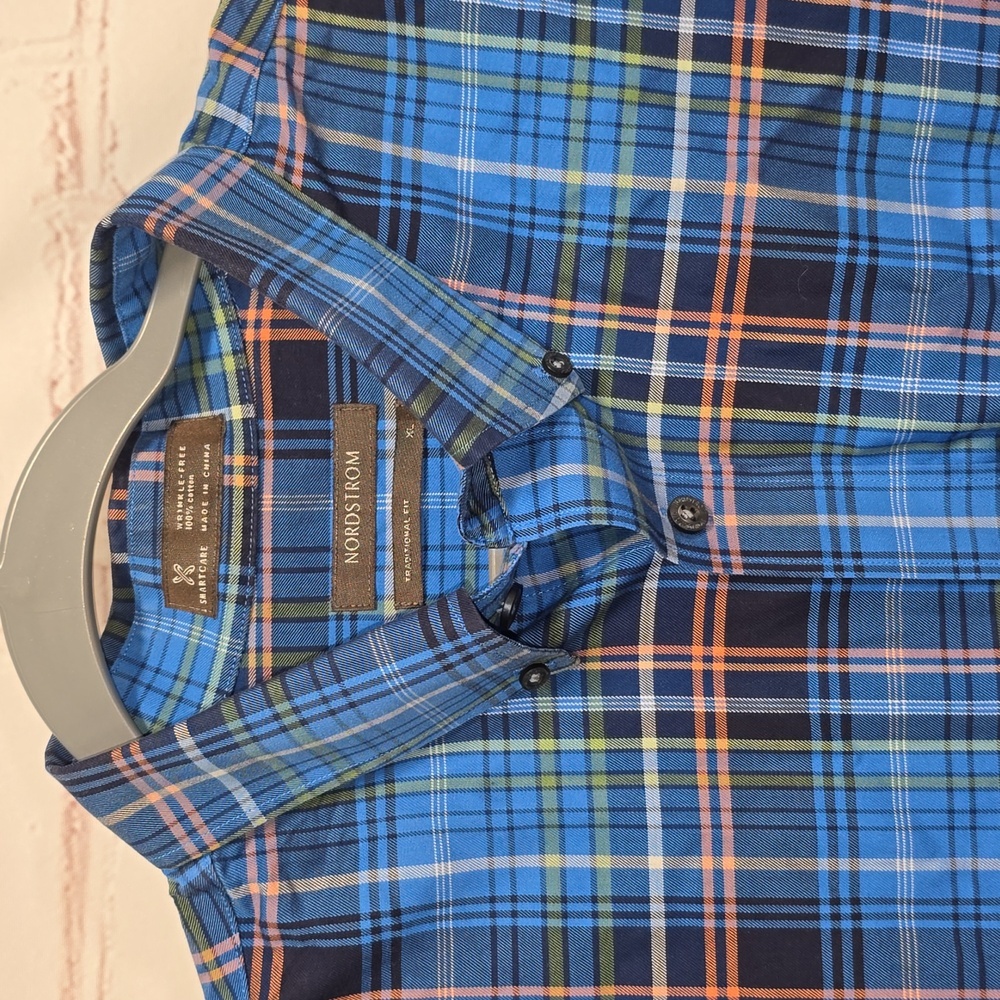 Nordstrom Smartcare Wrinkle Free Cotton Traditional Fit Dress Shirt Mens Size XL - Picture 2 of 14